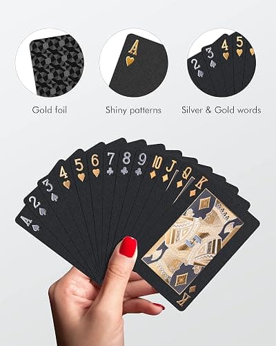 BIERDORF Diamond Waterproof Black Playing Cards, Poker Cards, HD, Deck of Cards (Black) thumbnail 4