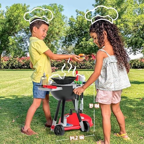 JOYIN 34 PCS Kitchen Toy Set, BBQ Play Grill, Cooking Toy Set, Little Chef Play, Kids Grill Playset Interactive BBQ for Kids with Light & Sound, Christmas Birthday Gift for Boys Girls thumbnail 2