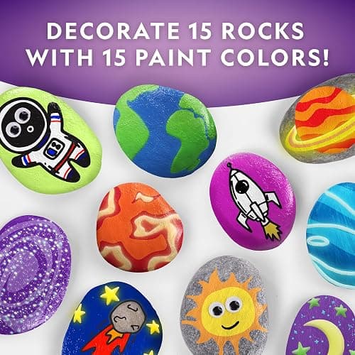 NATIONAL GEOGRAPHIC Glow in the Dark Rock Painting Kit - Arts & Crafts Kit for Kids, Decorate 15 River Rocks with 15 Paint Colors & More Art Supplies, Kids Craft, Art Kit, Kid Activity Kit thumbnail 3