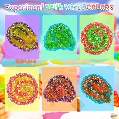 Okaybee 6 Pack Bingsu Crunchy Slime Kit, Rainbow Slime for Kids, with Cute Slime Charms & Add-ins, Slime Party Favors Sensory Toys, Holiday Birthday Easter Hallowmas Christmas Girls Gift & Boys Gift thumbnail 4
