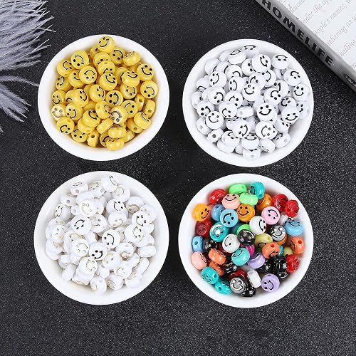 Smile Face Beads, 10mm Happy Face, Acrylic, Cute Spacer Beads, Necklace and Bracelet Making, Jewelry Supplies, 100pcs (Yellow) thumbnail 5