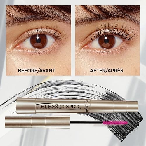L’Oréal Paris Waterproof Telescopic Mascara, Lengthening Mascara, Unique Non-Clumping Formula Delivering Intense Length For Sensitive Eyes, Black, 7.3 ml thumbnail 3