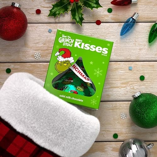 HERSHEY'S KISSES Grinch Solid Milk Chocolate, Christmas Candy Gift Box, 1.45 oz thumbnail 5