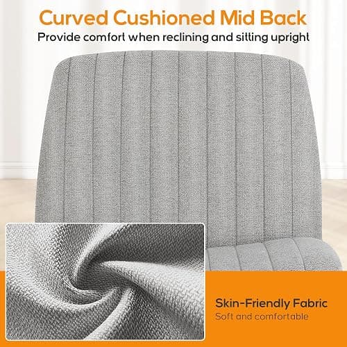DUMOS Criss Cross Chair Legged Office Wide Comfy Desk Seat, No Wheels Armless Computer Task Seating, Swivel Vanity Home Height Adjustable thumbnail 7