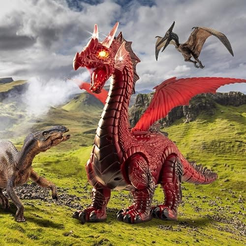Discovery Fire-Breathing RC Dragon with Smoke Breath, Walking, Wing Flapping, Realistic Roaring Sounds| Light-Up Large Dinosaur Toy| Remote Control Robot Dino Mythical Creature| Kids Boys Gift| Age 6+ thumbnail 2