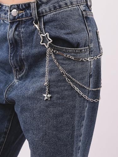 Sacina Gothic Layered Silver-tone Star Pants Chain, Wallet Belt Chain, Goth Emo Punk Grunge Y2k Accessories thumbnail 2