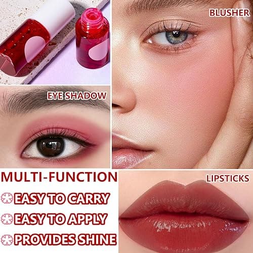 4 Colors Lip Tint Stain Set,Mini Velvet Lip Tint Watery Lip Stain Long Lasting Waterproof Moisturizing Lip & Cheek Tint,Hydrating,Natural Glossy Liquid Lipstick Lip Gloss Kits for Women - 4P thumbnail 4