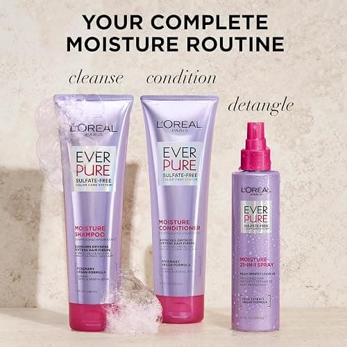 L'Oreal Paris Moisture Sulfate Free Shampoo and Conditioner Set, Hair Care for Color-Treated Hair with Rosemary Botanicals, EverPure, 1 Kit thumbnail 6