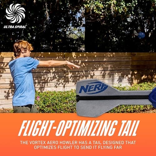 Nerf Vortex Aero Howler Foam Ball – Classic Long-Distance Football - Flight-Optimizing Tail - Hand Grip – Indoor and Outdoor Fun (Blue) thumbnail 4