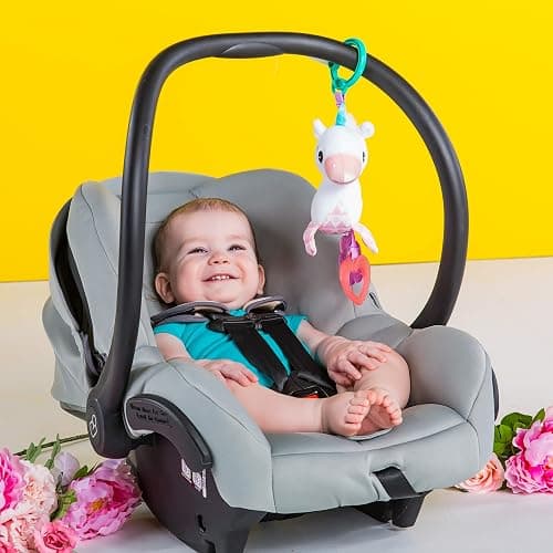 Bright Starts Unicorn Sparkle & Shine Plush Take-Along Stroller or Carrier Toy, Ages 0 Month+, Pink thumbnail 6