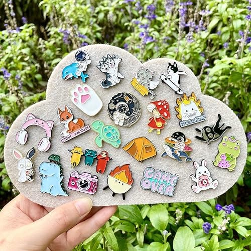 SINCCO 20/40/50 Pcs Cute Enamel Backpack Pins, Funny Anime Enamel Lapel Pins Bulk Set Cool Brooch Button Pins Badge Aesthetic for Backpacks, Bag, Jacket, Kids, Girls, Festival Present (Random Style) thumbnail 4