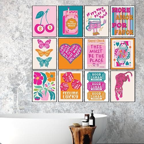 BigWig Prints Preppy Posters - Preppy Wall Decor, Pink And Orange Room Decor, Dopamine Quirky Wall Art, Y2K Posters, Cute Dorm Pictures, Vibrant Retro Pop Art Prints - Unframed Set Of 12 (8x10) thumbnail 8