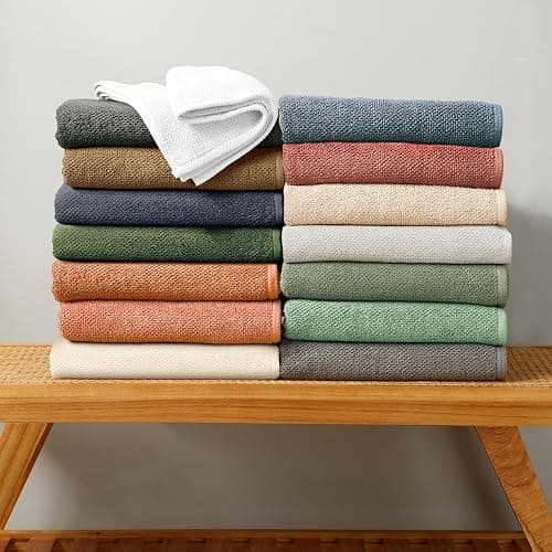 Great Bay Home 100% Cotton 6 Pack 26x16 Hand Towel Set - Absorbent, Quick-Drying, Durable Towels for Bathroom Decor - Low-Twist, Two-Ply Fibers (Forest Green). thumbnail 6