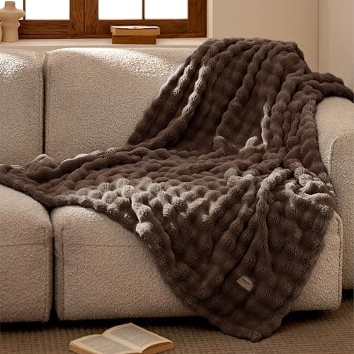 Bedsure Cloud Bubble Brown Throw Blanket for Couch, 50"×60" | Lightweight Decorative, Fleece, Couch/Sofa/Bed, Soft, Cute, Gifts for Women, Room Decor thumbnail 2