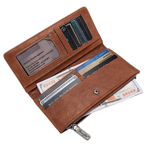 Wrangler Cow Print Wallets Womens Bifold Credit Card Wallet Women's Wallets, Card Cases & Money Organizers Brown Wallet for Women Ladies Female Cash Wallett with Smooth Zipper thumbnail 6