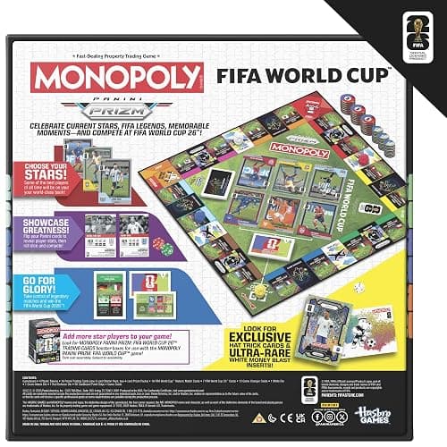 Monopoly Panini Prizm: FIFA World Cup Game I Soccer Board Game with Monopoly Panini Prizm FIFA World Cup 2026 Trading Cards I Ages 8+ thumbnail 3