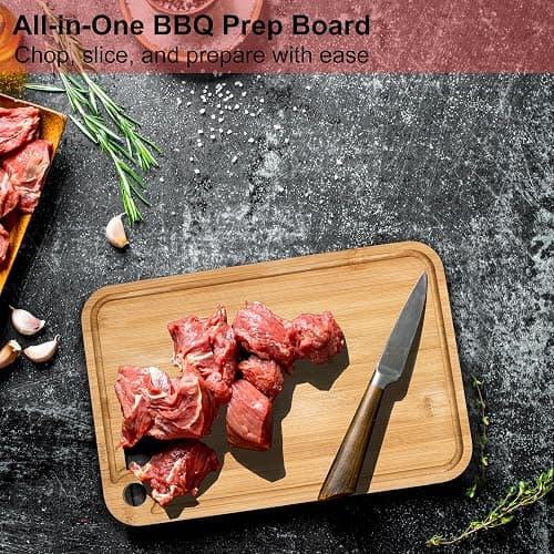 GAYIMEI Deep Grill Carry System with Lids, Cutting Board, Tong, Gift Ready BBQ Carry Tray for Prepping, Marinating and Serving, Diswasher Safe, Nesting Platters Black in Red thumbnail 5
