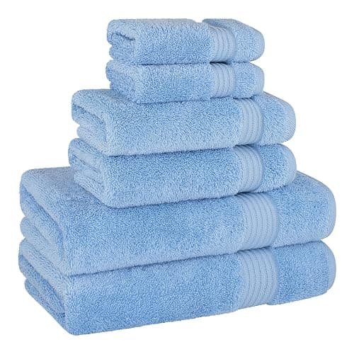 Cotton Paradise 6 Piece Towel Set 100% Cotton Soft Absorbent Turkish Towels for Bathroom, 2 Bath Towels 2 Hand Towels 2 Washcloths, Sky Blue Towel Set thumbnail 6