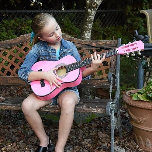 30" Wood Classical Guitar with Case and Accessories for Kids/Girls/Boys/Beginners (Pink) thumbnail 5