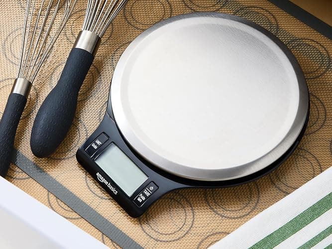 Amazon Basics Digital Kitchen Scale with LCD Display, Batteries Included, Weighs up to 11 pounds, Black and Stainless Steel thumbnail 5