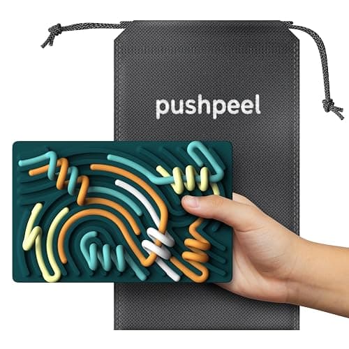Pushpeel Sensory Activity Board: Silicone Fidget Toy for Calming, Stress, Anxiety, ADHD & Autism | Silent, No Mess | Kids 3+ & Adults | Includes Portable Travel Bag & 11 Strings thumbnail 3