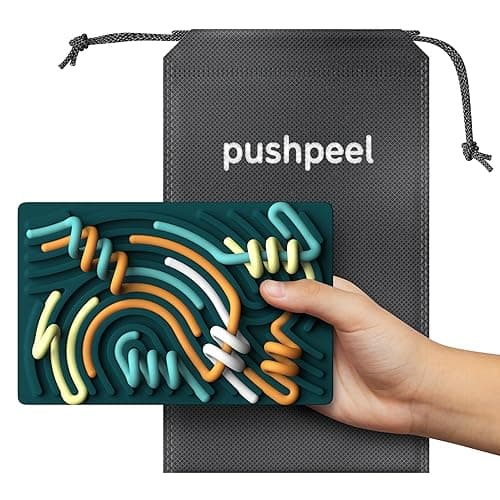 Pushpeel Sensory Activity Board: Silicone Fidget Toy for Calming, Stress, Anxiety, ADHD & Autism | Silent, No Mess | Kids 3+ & Adults | Includes Portable Travel Bag & 11 Strings thumbnail 4