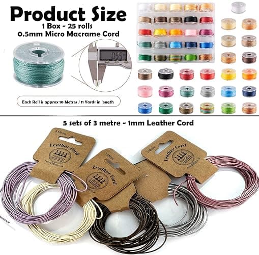 Sabrikas Let Your Creative Spirit Run Free Metallic Leather Boho Macrame Wrap Crystal Glass DIY Bracelet Jewellery Making Kit with Video Tutorial Hobby for Teens to Adults thumbnail 3