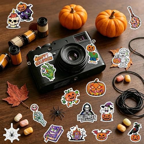 Lovyi 100pcs Halloween Holographic Stickers,Vinyl Halloween Party Favors | Cute Cartoon Pumpkin Ghost Bat Witch Spider Halloween Stickers,Removable Holographic Stickers,Halloween Party Favors thumbnail 2