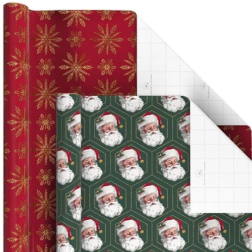 Hallmark Christmas Wrapping Paper Rolls with Cutlines on Reverse (6 Rolls: 150 Sq. Ft. Total) Santa Claus, Nutcrackers, Plaid, Snowflakes, Ornaments thumbnail 5