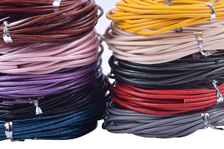 KONMAY 50 Yards 1.5mm 10 Colors Round Jewelry Real Leather Cord, Leather String for Crafting, Braiding thumbnail 3