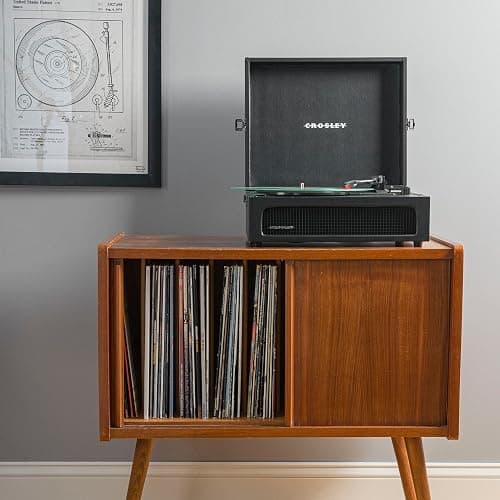 Crosley CR8017B-BK Voyager Vintage Portable Vinyl Record Player Turntable with Bluetooth in/Out and Built-in Speakers, Black thumbnail 11