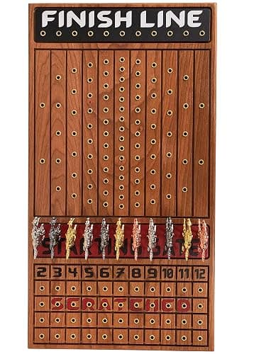 FINENI Horse Racing Game for Adults, Horse Race Board Game with 11 Luxurious Metal Horses (Gold, Silver, Black, Rose Gold), 22” Cherry Wood Horse Race Game Board, Dice & RoseGoldCard Included (Cherry) thumbnail 7