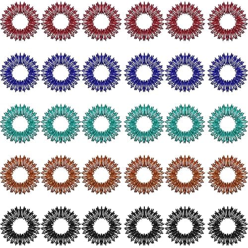 Blulu 50 Pcs Acupressure Fidget Rings Spiky Sensory Finger Rings Finger Acupressure Set for Teens, Adults, Silent Stress Reducer and Massager(Orange, Red, Green, Black, Dark Blue) - Image 1