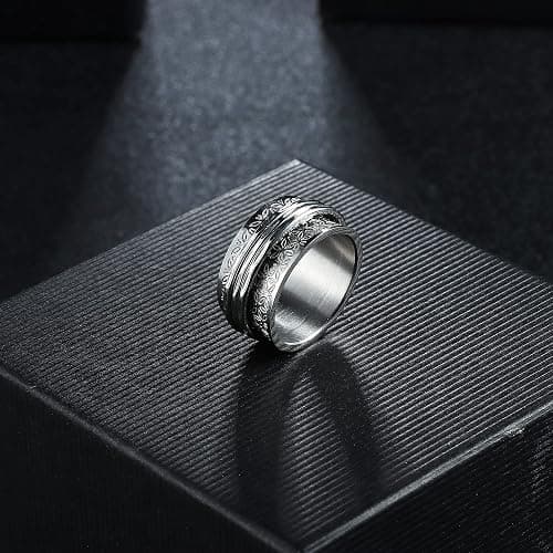 Magitaco Stainless Steel Spinner Rings Fidget Band Rings Moon Star Flower Butterfly Anxiety Rings for Women Men thumbnail 3