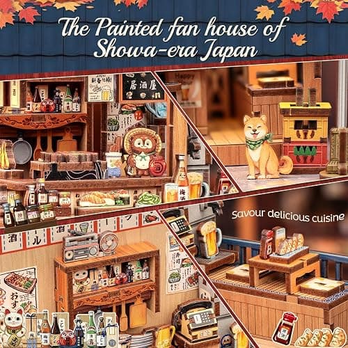 Cutefun Book Nook Kit - DIY Miniature House Kit for Adults, Teens and Beginners, Japanese Izakaya Booknook Tiny House Bookshelf Decor 3D Wooden Puzzles, Gifts for Friends and Family (Izakaya Shop) thumbnail 5