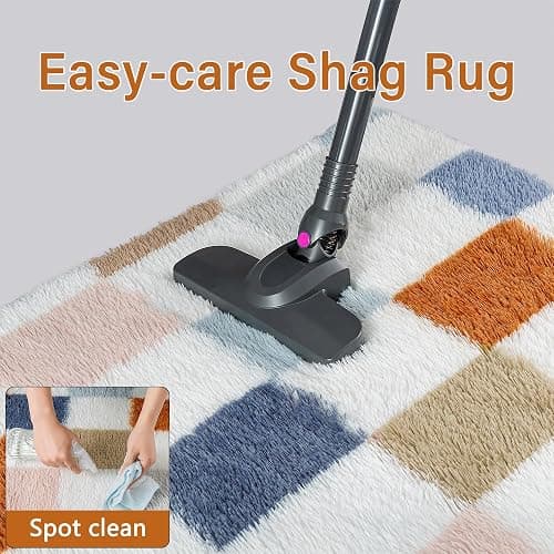 PureCozy Checkered Rug 5x7 for Living Room, Modern Rainbow Shag Rug Super Soft Washable Indoor Fuzzy Carpet Non-Slip Fluffy Rugs for Bedroom Home Aesthetic Decor thumbnail 8