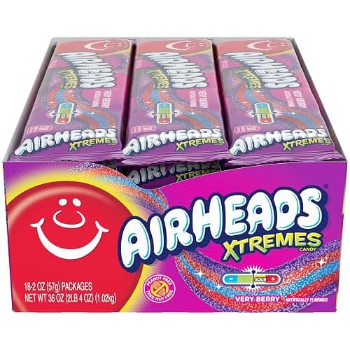 Airheads Xtremes Belts Holiday Sweetly Sour Candy, Very Berry, Christmas Stocking Stuffers for Adults & Kids, Non-Melting, Candy for Christmas Bulk Party Bag, 2 oz (Pack of 18) thumbnail 4