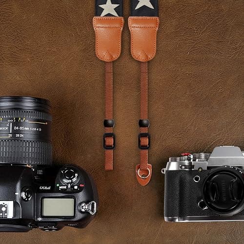Padwa Lifestyle Pentagram Embroidered Camera Strap - Double Layer Cowhide Ends,2" Cotton Woven Camera Straps, Adjustable Vintage Neck & Shoulder Strap for All DSLR Cameras,Great Gift for Photographers thumbnail 6