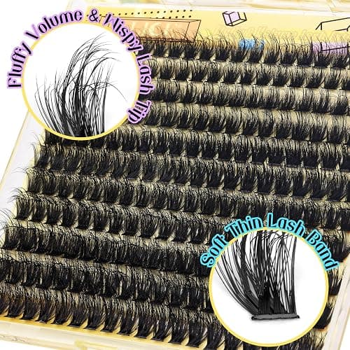 ALICE Lash Clusters Kit Fluffy Volume Lash Extension Kit 3D Wispy Natural DIY Eyelash Extension Kit with 220Pcs Individual Lashes, Lash Bond and Remover,Tweezers(10-16mm,0.05D, D Curl) thumbnail 5