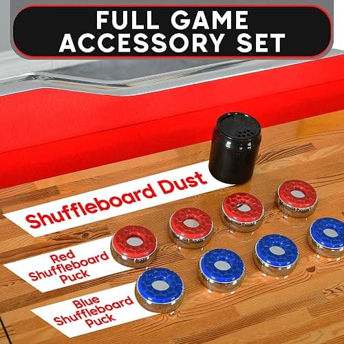 Shuffleboard Table, 9ft Poly Coated Surface, with Accessories, Abacus Style Scoring, Fast Puck Action Play, Indoor and Outdoor Portable Arcade Shuffle Board Game Table for Kids and Adults thumbnail 4