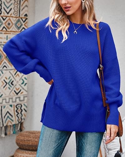 Imily Bela Womens Oversized Tunic Sweaters Fall Slouchy Long Sleeve Ribbed Knit Side Slit Pullover Jumper thumbnail 2