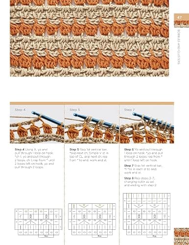 Tunisian Crochet Stitch Dictionary: 150 Essential Stitches with Actual-Size Swatches, Charts, and Step-by-Step Photos (Landauer) Beginner to Advanced Afghan Crocheting Patterns - Knit, Lace, and More thumbnail 4