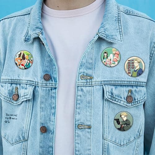 Punchi Cute Anime Button Pins (9 Pcs 1.73 inch) Cute Spy Anime Merch Party Supplies Cosplay School Backpack Bag Accessories Gift for Teens thumbnail 5