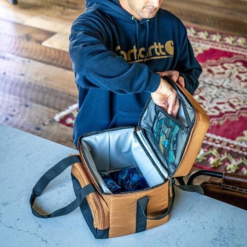 Carhartt Insulated Two Compartment Cooler, Durable Water Repellent Material W/Front Zippered Pocket for Camping, Beach & Travel thumbnail 7