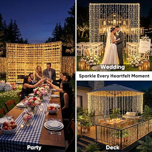 SUDDUS Curtain Lights for Backdrop 300LED 9.8x9.8ft Warm White Bedroom Wedding thumbnail 5