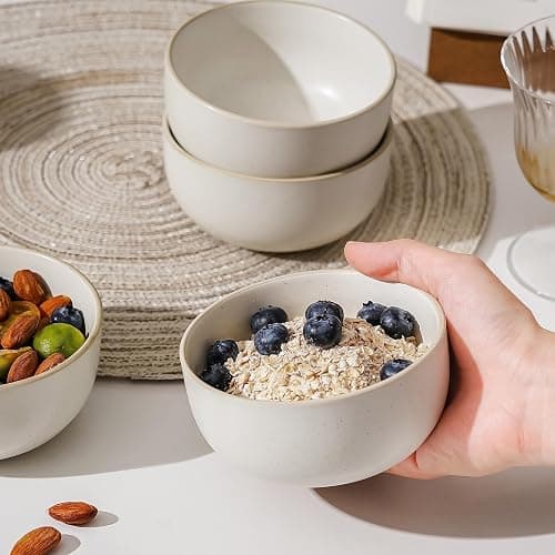 S&Q'S CERAMICS Ceramic Small Bowls for Kitchen, Set of 6, 9 ounces Small Ceramic Bowls for Condiments, Dipping, Side Dishes (Glazed Matte Off-White)… thumbnail 5