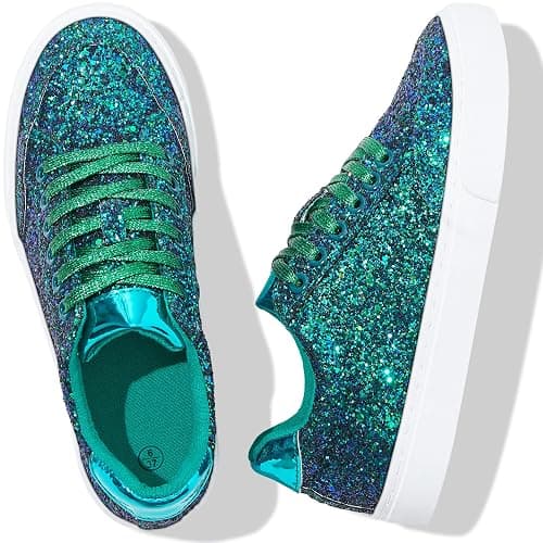 Jeekopeg Glitter Sparkly Fashion Sneakers Shoes Shiny Casual Shoes Bling Sequin Concert Low Cut Lace up Shoes thumbnail 4