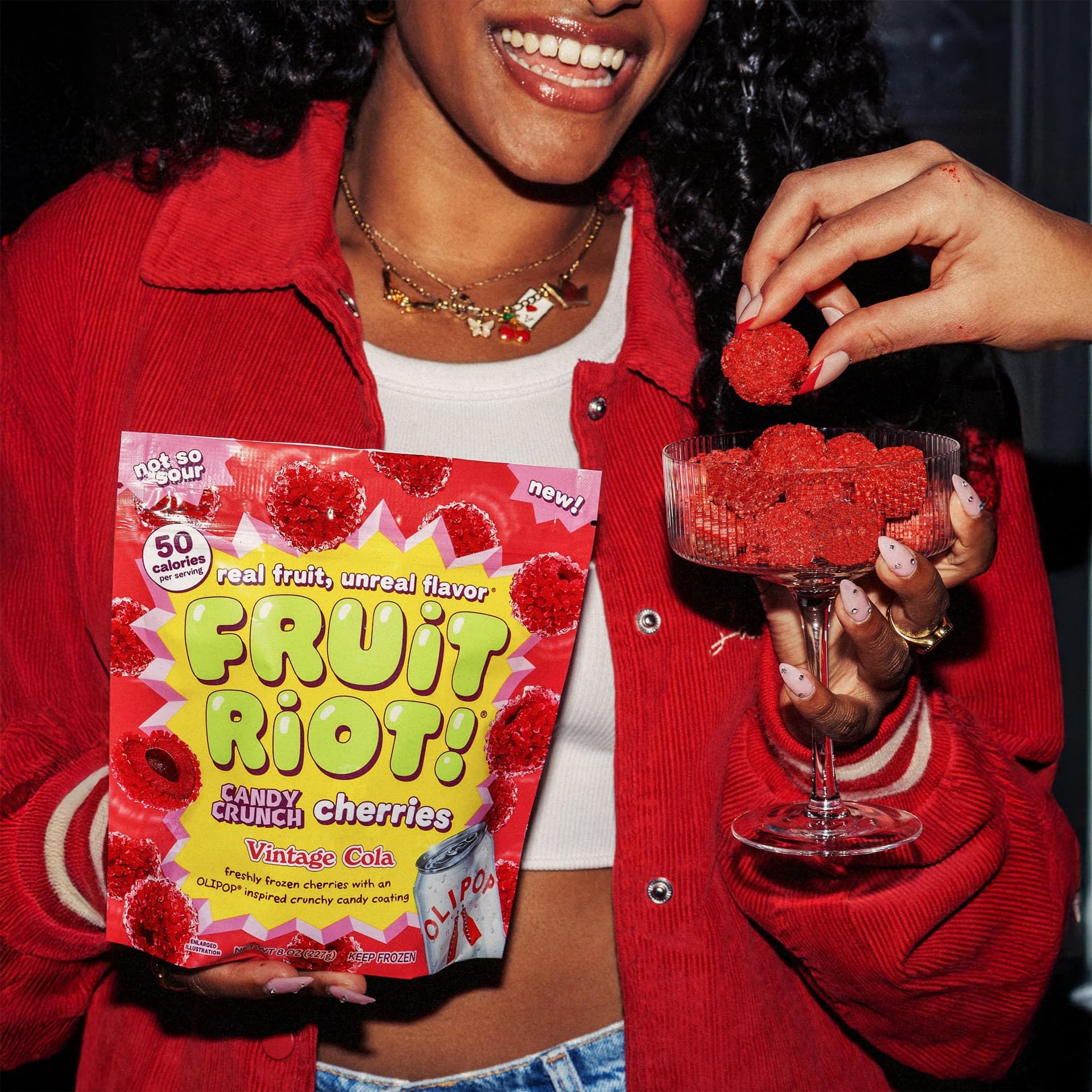 Fruit Riot x Olipop Crunchy Candy Cherries, Real Frozen Fruit, 8oz thumbnail 5