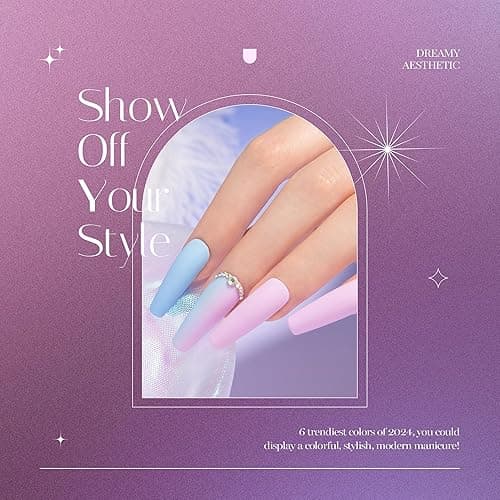 Beetles Gel Nail Polish Set - 6 Colors Purple Baby Blue Light Color Gel Nail Kit Lavender Violets Collection Soak Off UV LED Gel Manicure DIY Periwinkle Nail Polish Salon Gift for Women Girls thumbnail 5