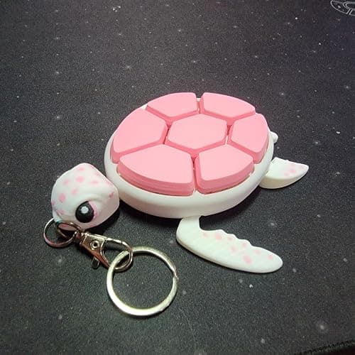 Geeps Makes Sea Turtle Fidget Clicker Bag Charm, Sensory Figure Keychain, Articulating Head, Flippers and Tail (White/Pink) thumbnail 3